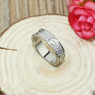 Original Copy Cartier Love Ring 18K White Gold With Paved Diamonds